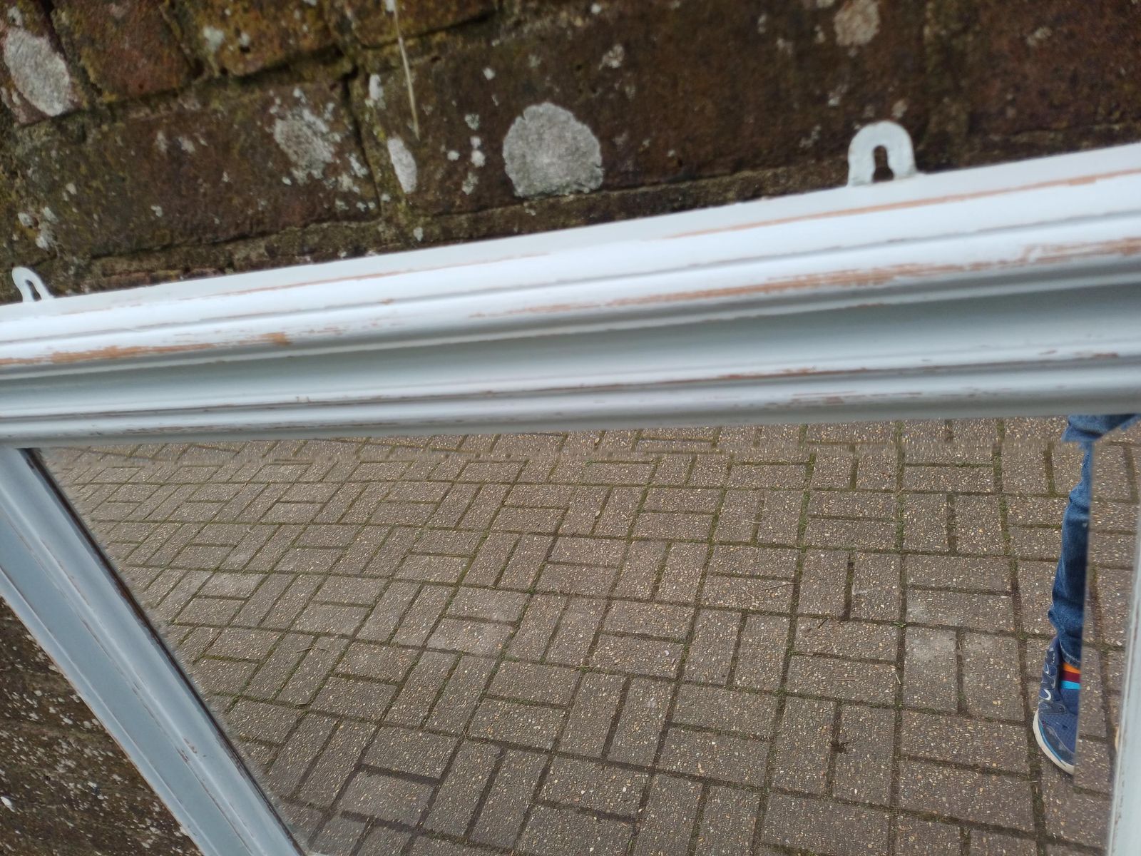 Large Chunky Painted Pine Mirror With Bevelled Glass Distressed Farrow And Ball Duck Egg Blue photo vintage