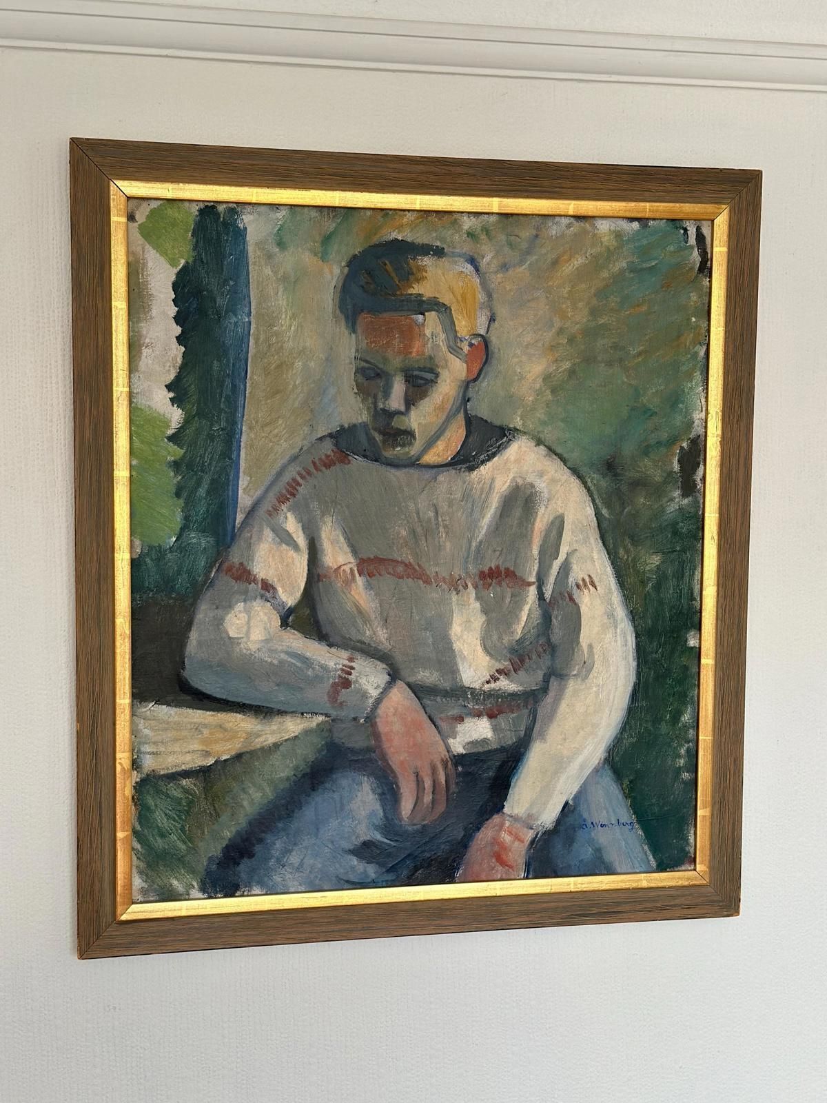 Original Mid Century Swedish Oil On Canvas – “Portrait Of A Man” By åke Winnberg – Vintage & Framed , 77 × 68 Cm (30.3" × 26.8")