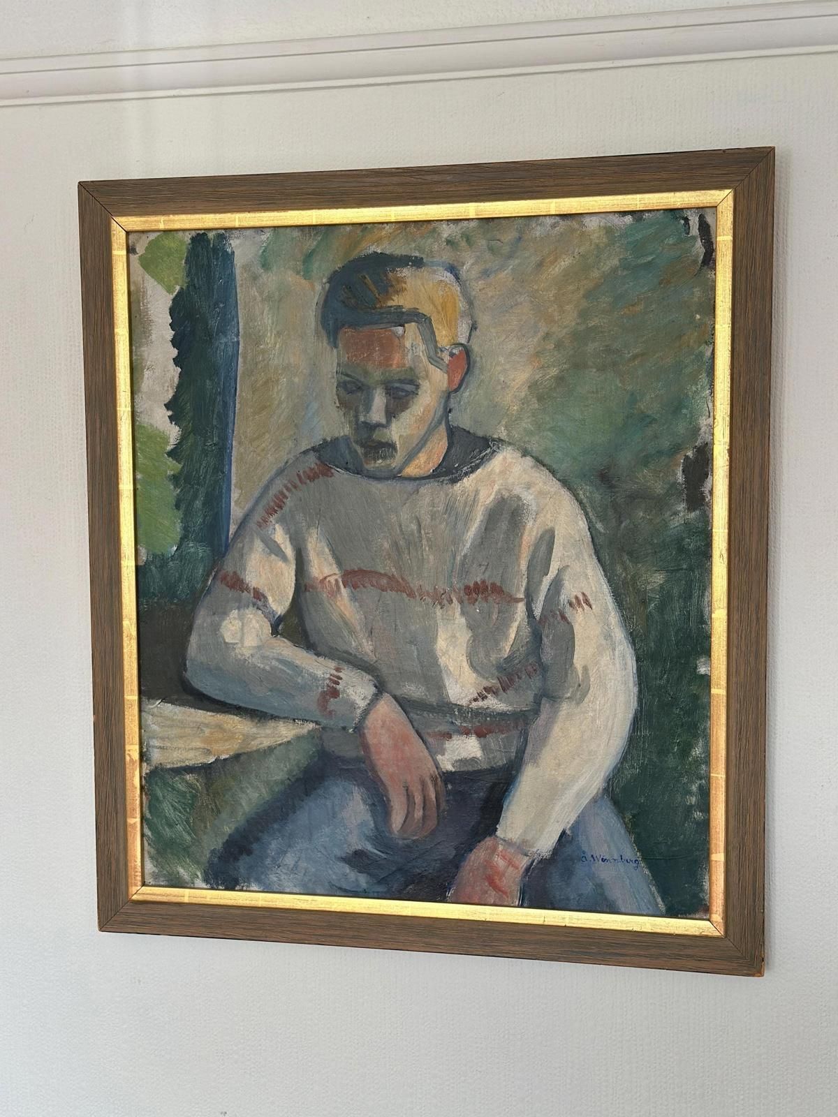 Original Mid Century Swedish Oil On Canvas – “Portrait Of A Man” By åke Winnberg – Vintage & Framed , 77 × 68 Cm (30.3" × 26.8") photo 545.0
