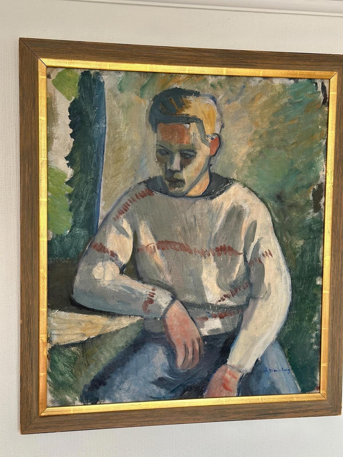 Original Mid Century Swedish Oil On Canvas – “Portrait Of A Man” By åke Winnberg – Vintage & Framed , 77 × 68 Cm (30.3" × 26.8") photo buy