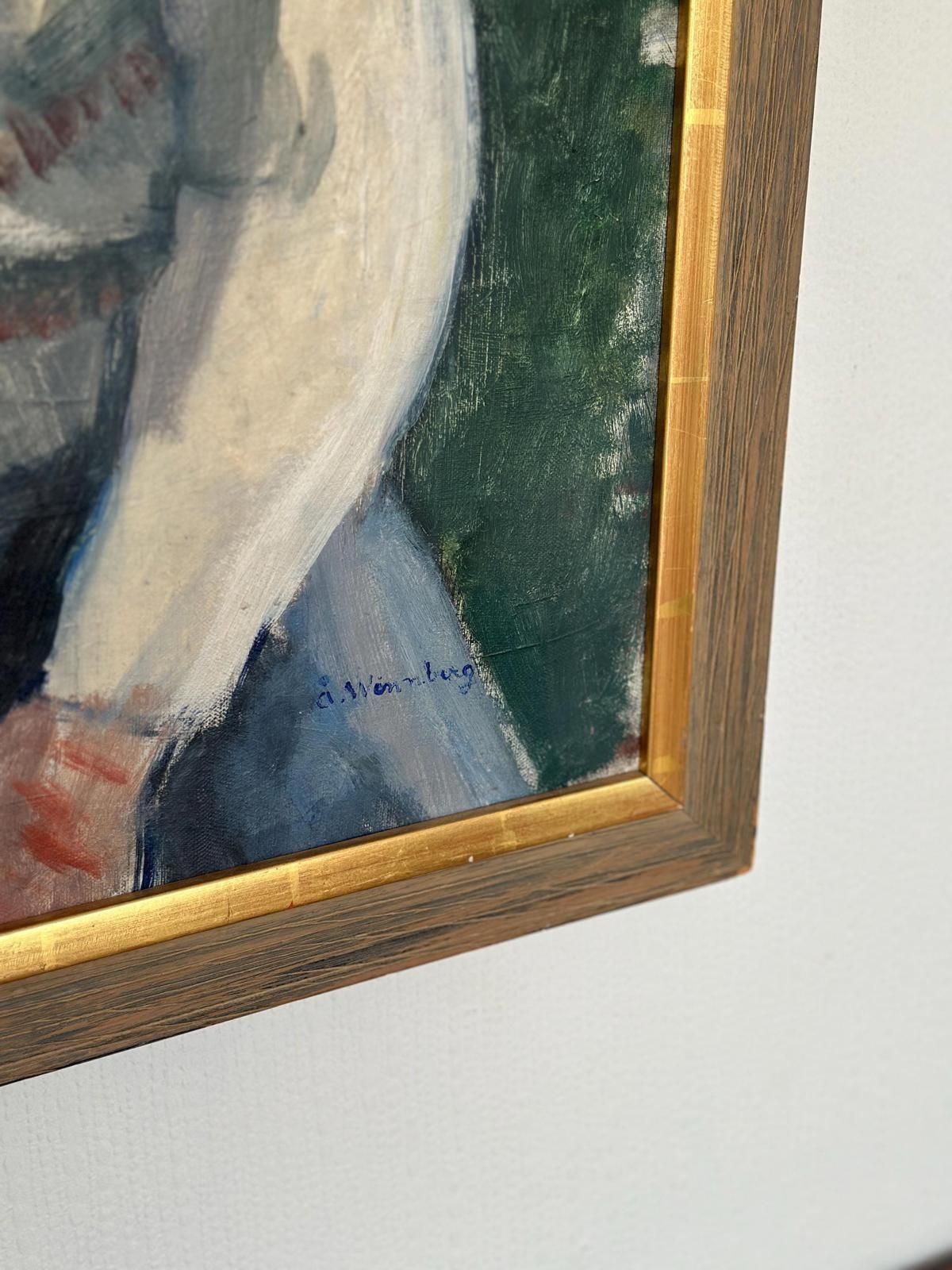 Original Mid Century Swedish Oil On Canvas – “Portrait Of A Man” By åke Winnberg – Vintage & Framed , 77 × 68 Cm (30.3" × 26.8") photo vintage