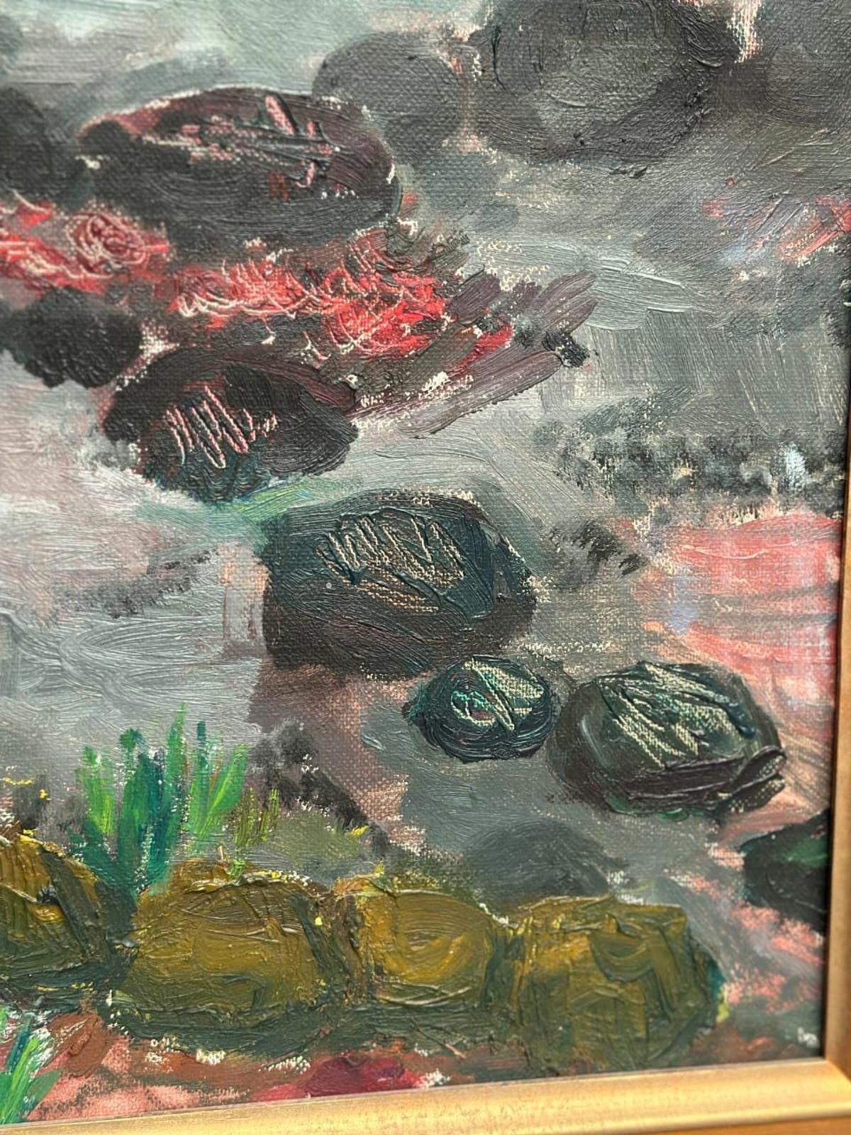 photo vintage Original Swedish Oil On Canvas – “Landscape Motif” By Synnöve Beskow – Vintage & Framed – 51 × 52 Cm (20.1" × 20.5")