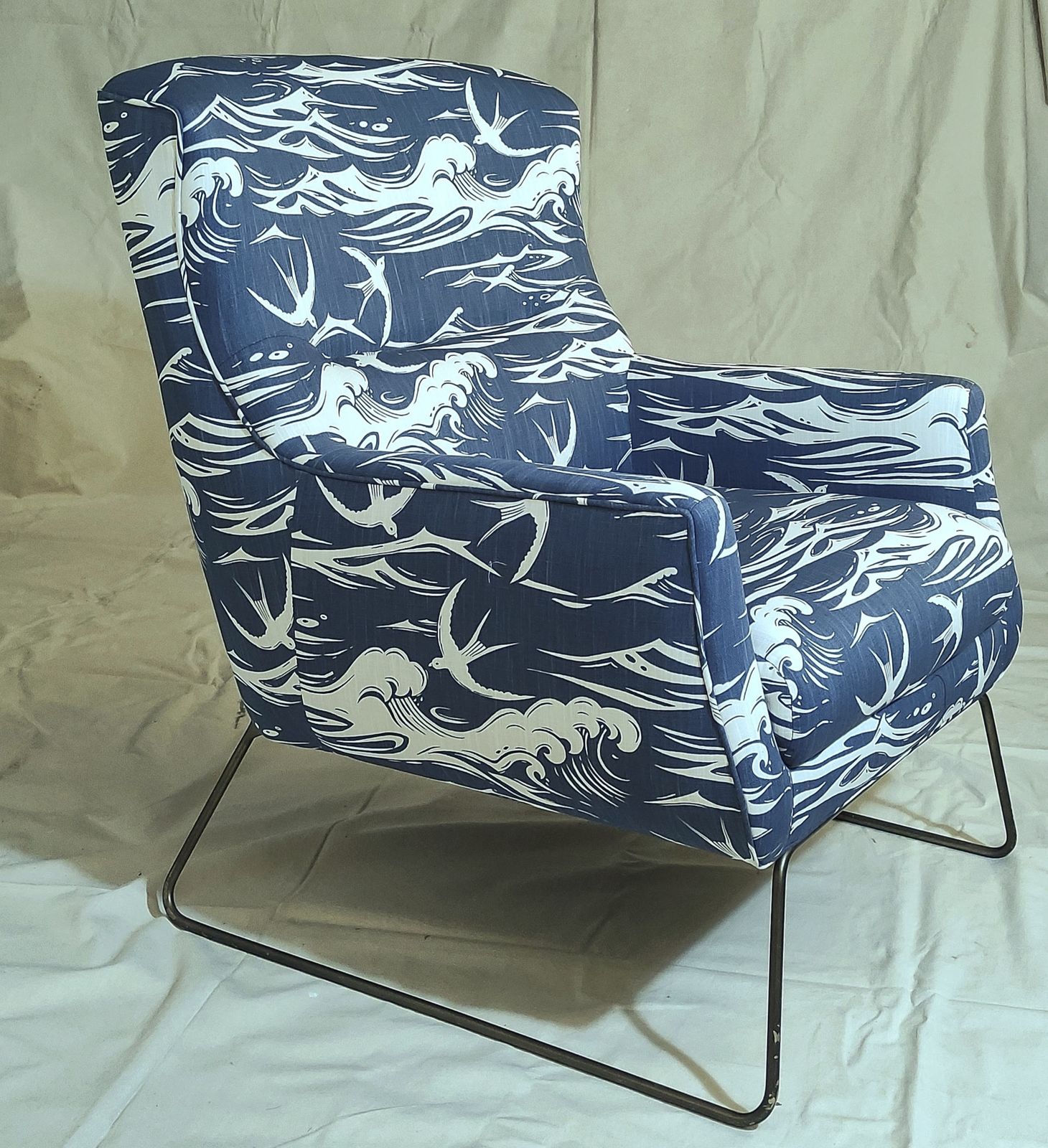 Pair Of Mid Century Lounge Chairs Reupholstered In Sanderson Designer Fabrics photo 2350.0