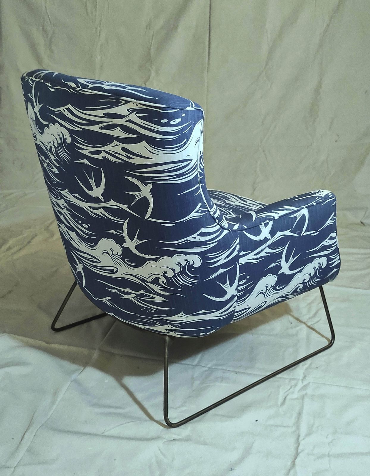 Pair Of Mid Century Lounge Chairs Reupholstered In Sanderson Designer Fabrics photo buy