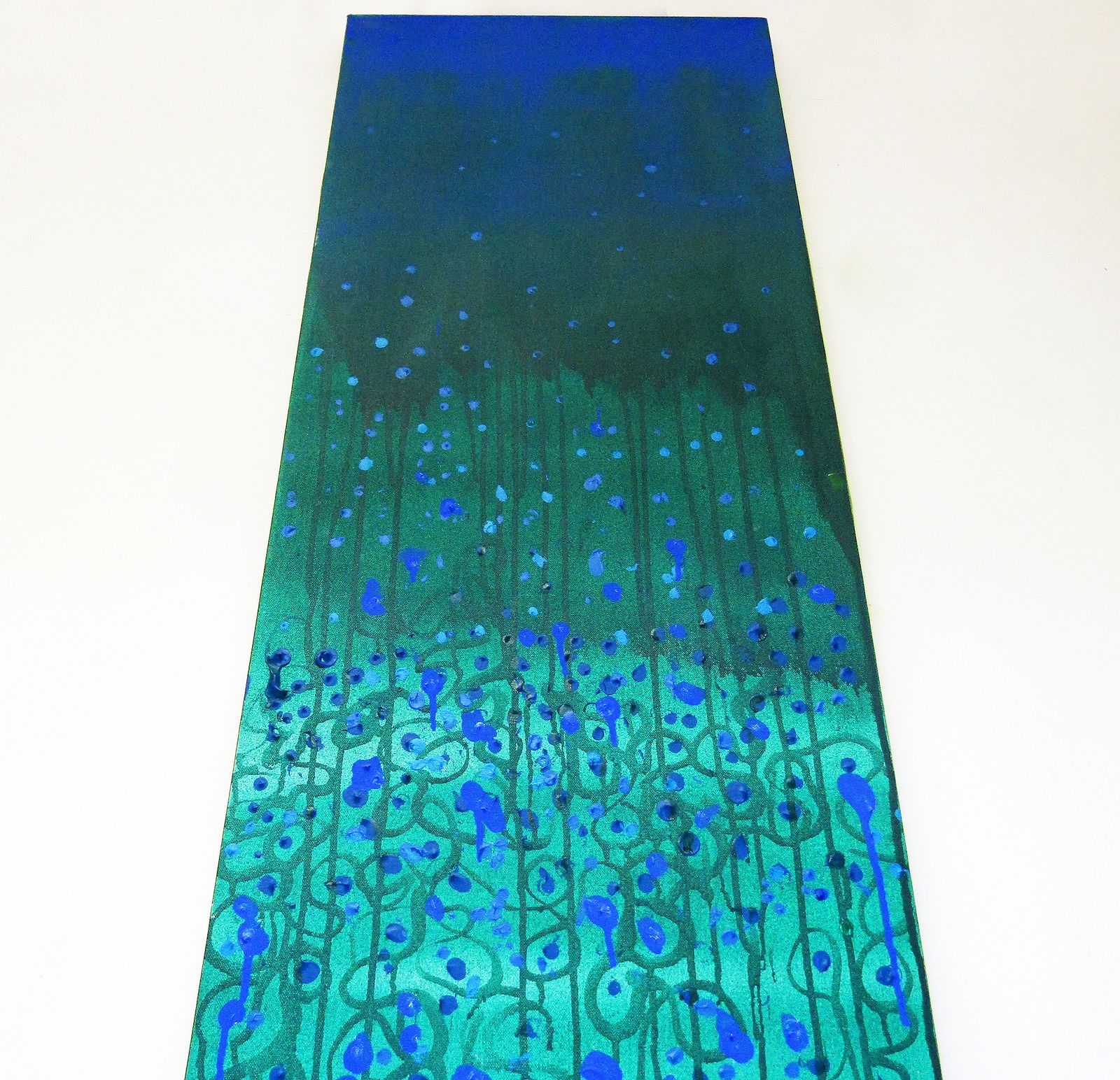 Large 1994 Abstract Acrylic On Canvas "Subaqua Garden" By John Plumb (1927–2008) photo for sale