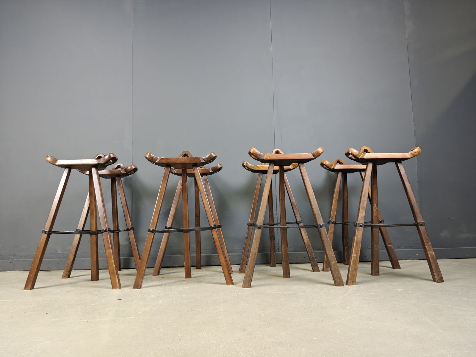 Mid Century Brutalist Bar Stools   Set Of 8, 1960s photo 1250.0