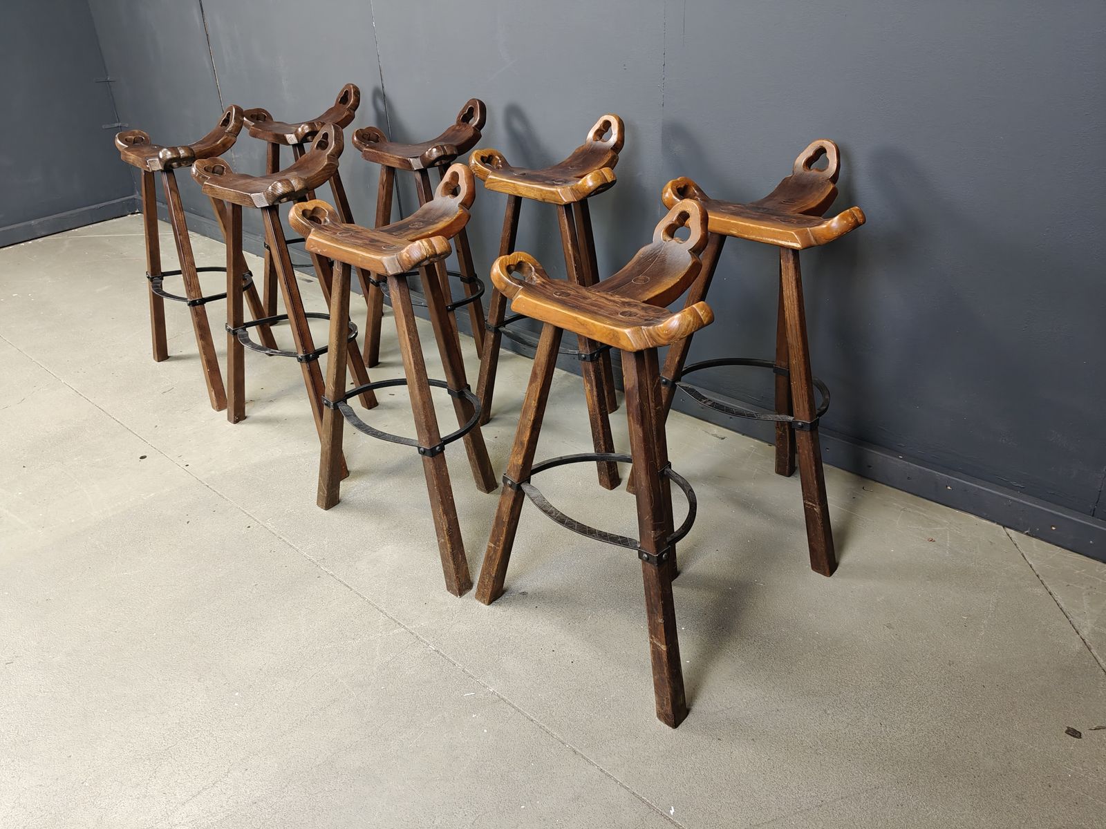 photo for sale Mid Century Brutalist Bar Stools   Set Of 8, 1960s