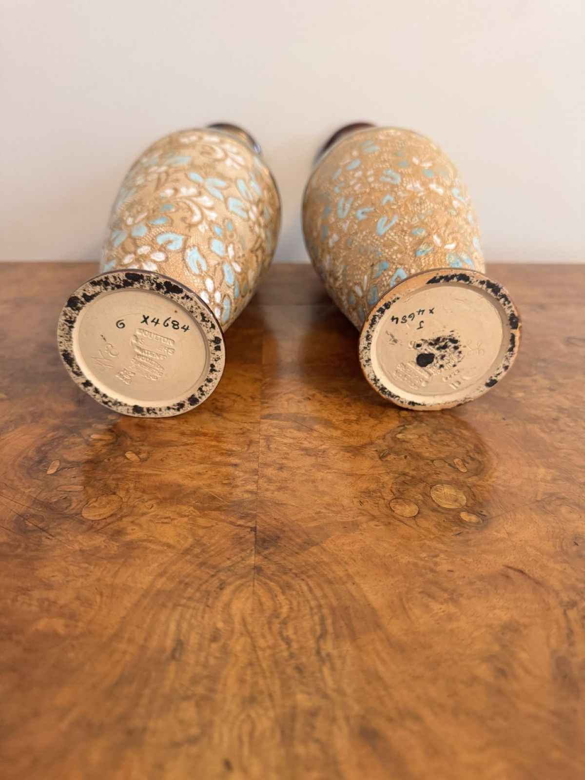 Elegant Quality Pair Of Antique Doulton Lambeth Vases photo furniture