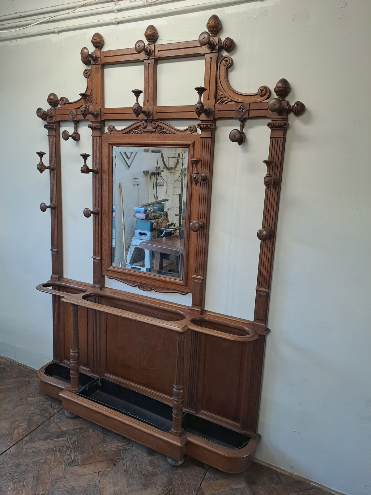 Impressive Antique French Oak Hallstand photo Furniture