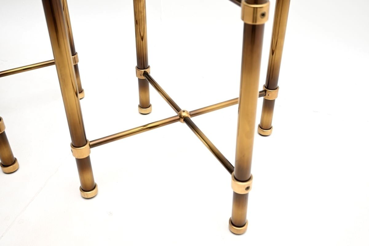 photo furniture Pair Of Vintage French Brass And Glass Side Tables