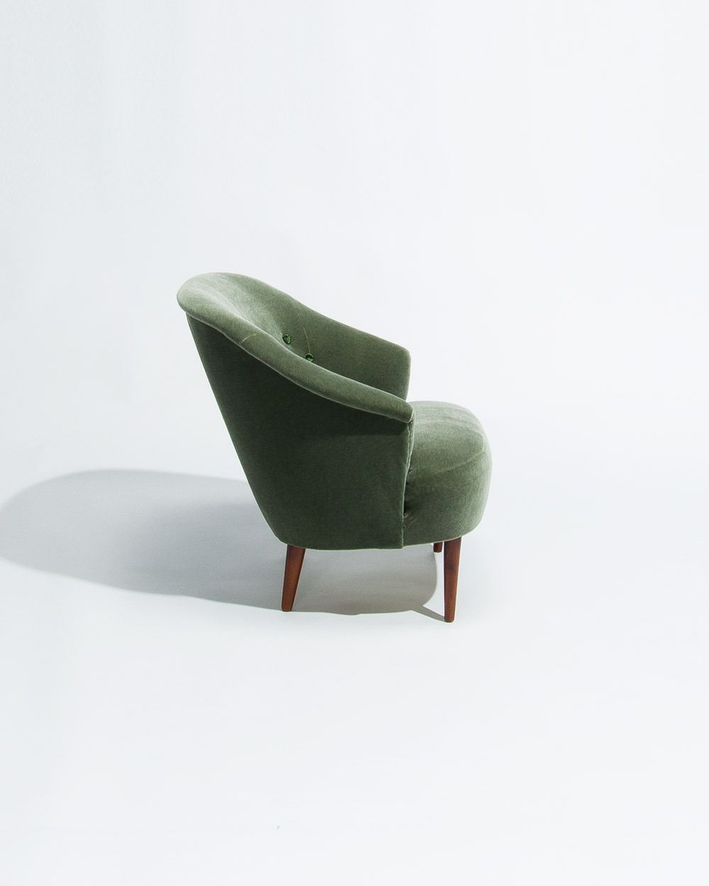 Carl Malmsten Swedish Lounge Chair, 1950s, In Mohair Velvet By Chase Erwin photo for sale