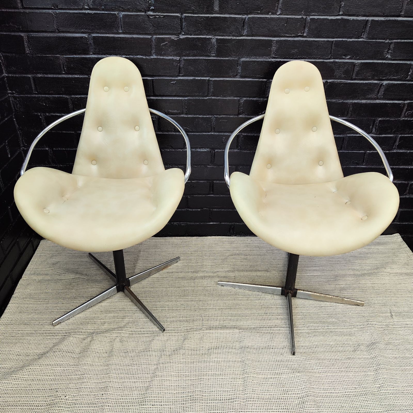 Pair Of Mid Century Atomic Style Swivel Chairs photo for sale