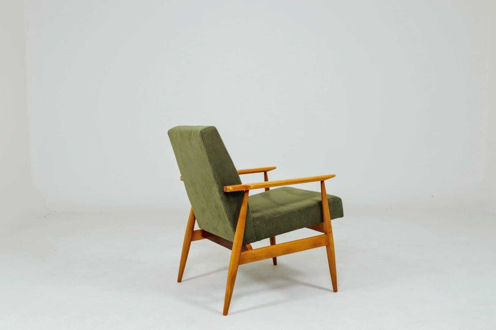 Lounge Chair Vintage Green Corduroy Vintage Design photo Furniture