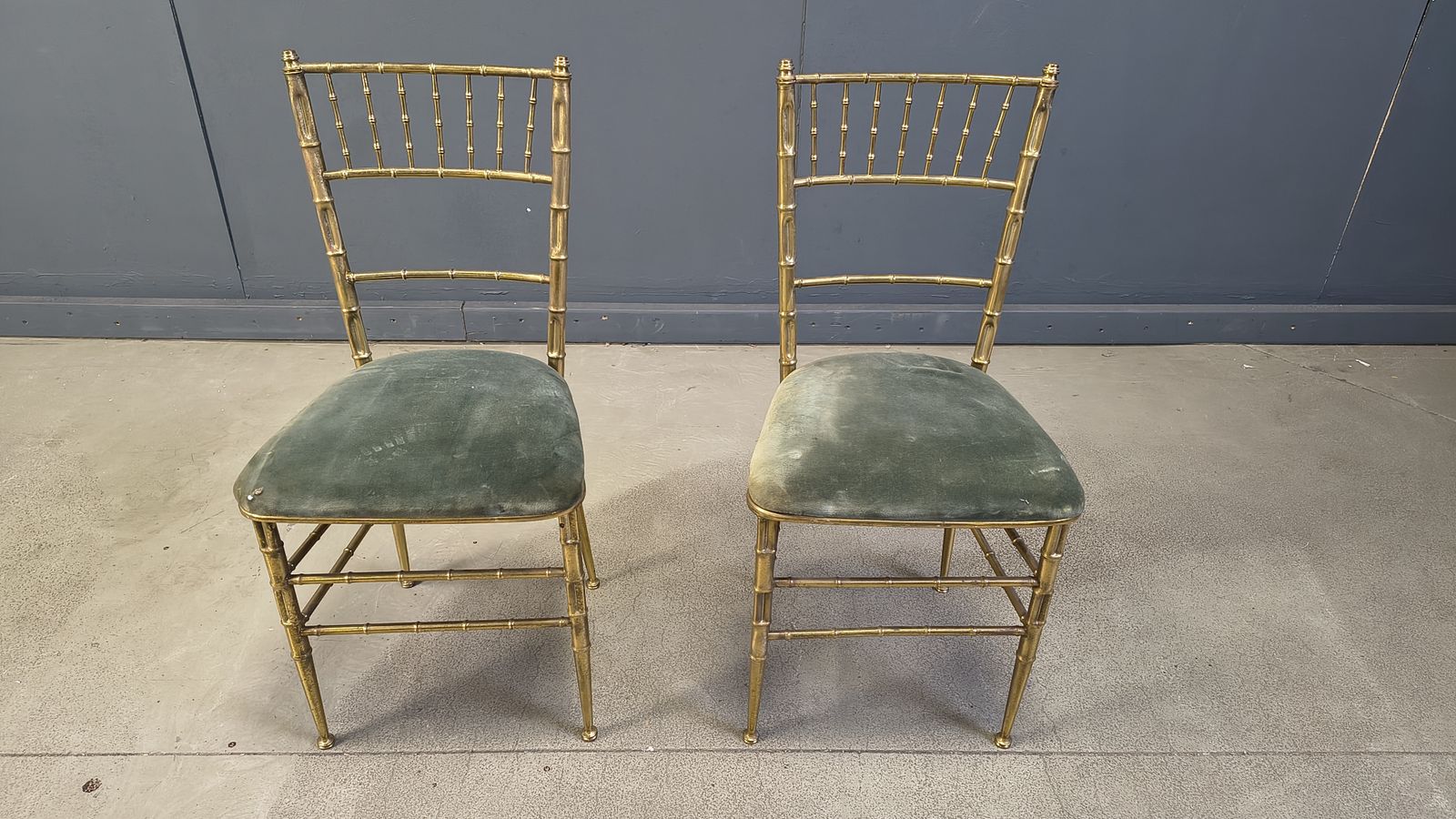600.0 Pair Of Brass Faux Bamboo Chairs, 1960s photo