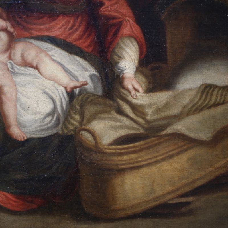 photo furniture Antique Flemish Painting Holy Family From The 18th Century