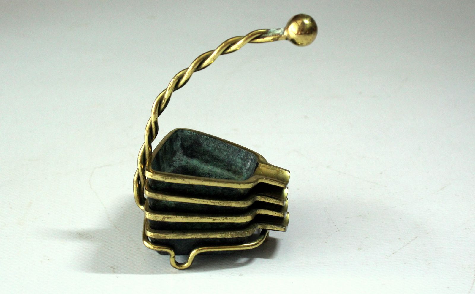1950s   Stackable Bronze And Brass Ashtrays On A Stand   Design By Carl Auböck   Vintage
