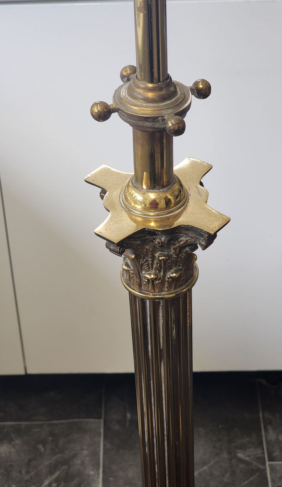 Brass Corinthian Column Adjustable Standard Lamp photo furniture
