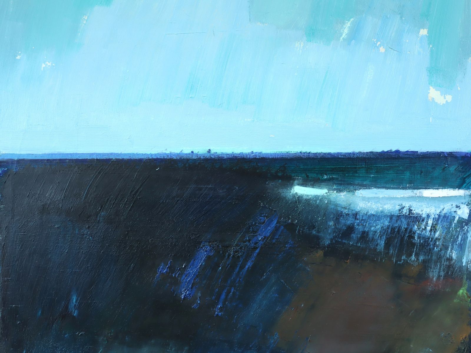 Blue Divide Oil Painting, 1970s photo vinterior