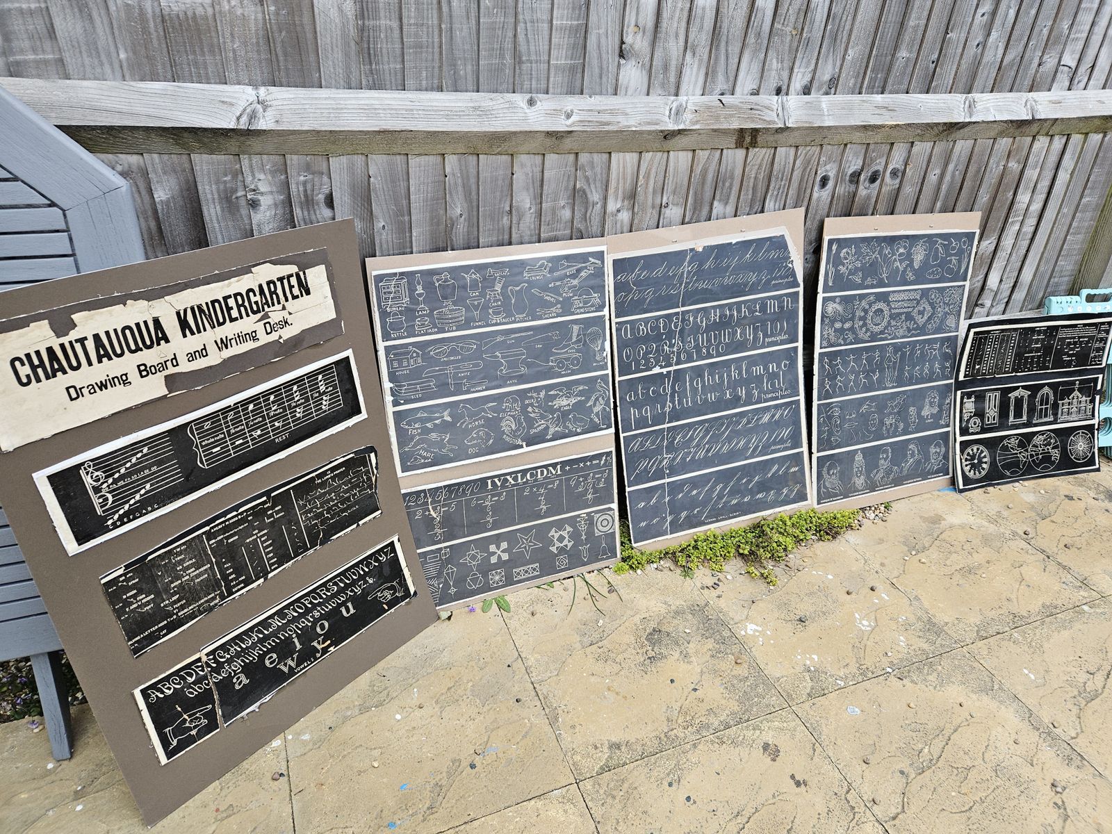 Antique Blackboard Teaching Aids Circa 1900 Mounted & Framed X 22