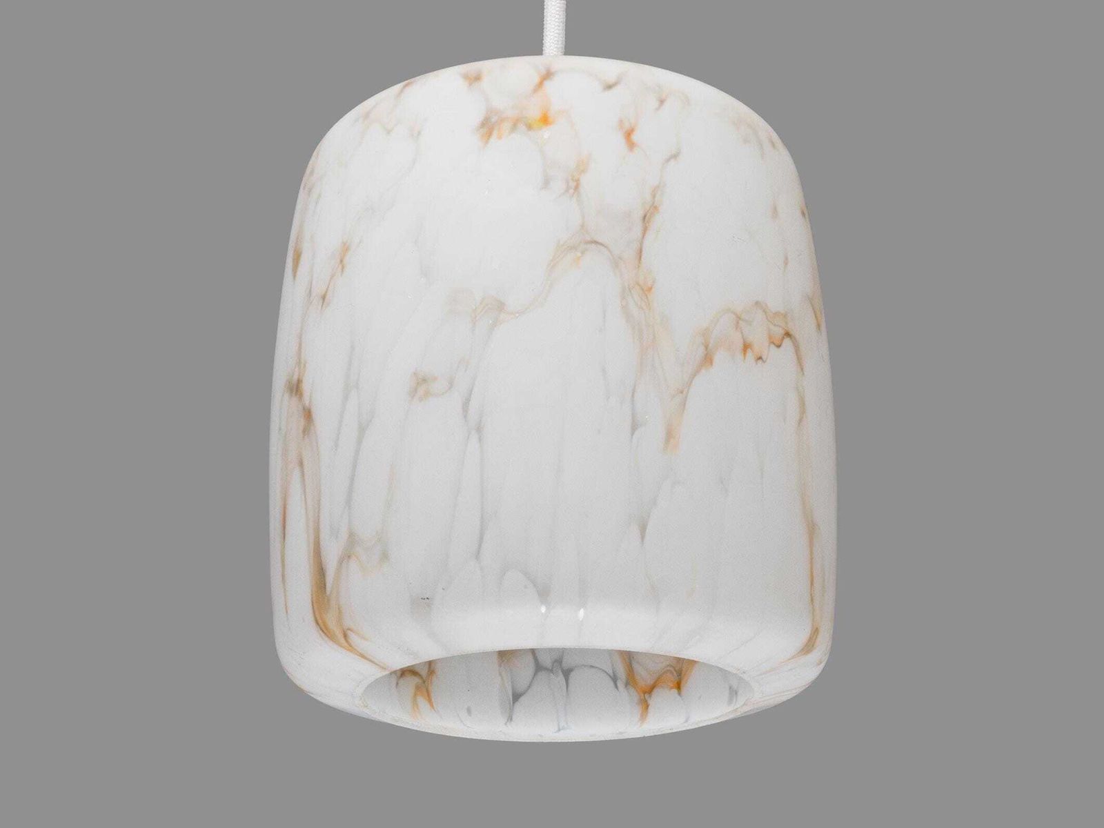 Vintage Opaline Glass Pendant Shade – Ochre Marbling, Art Deco Lighting photo for sale