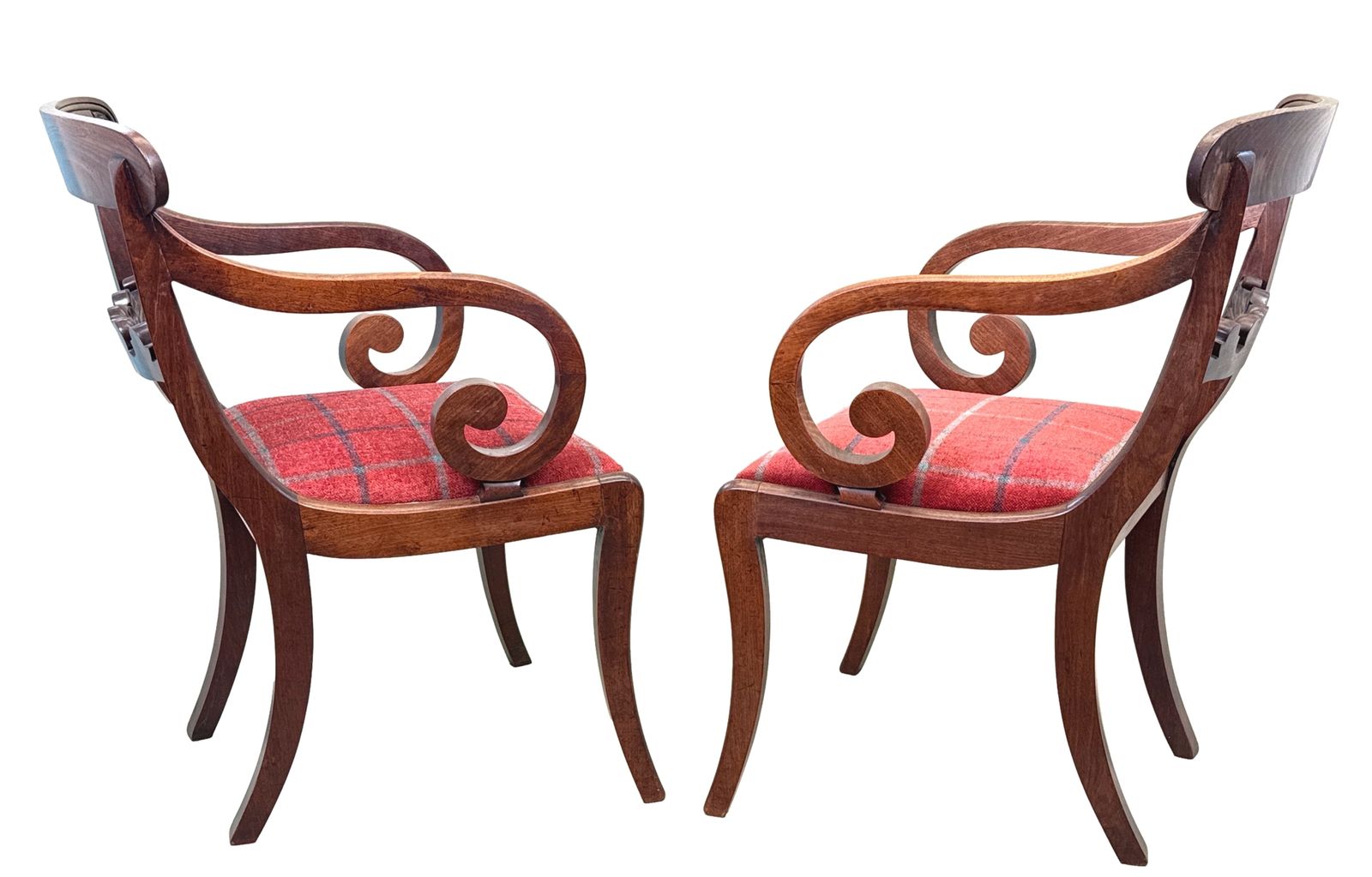 Furniture Pair Of Large Regency Mahogany Carver Armchairs (England, Circa 1820) photo