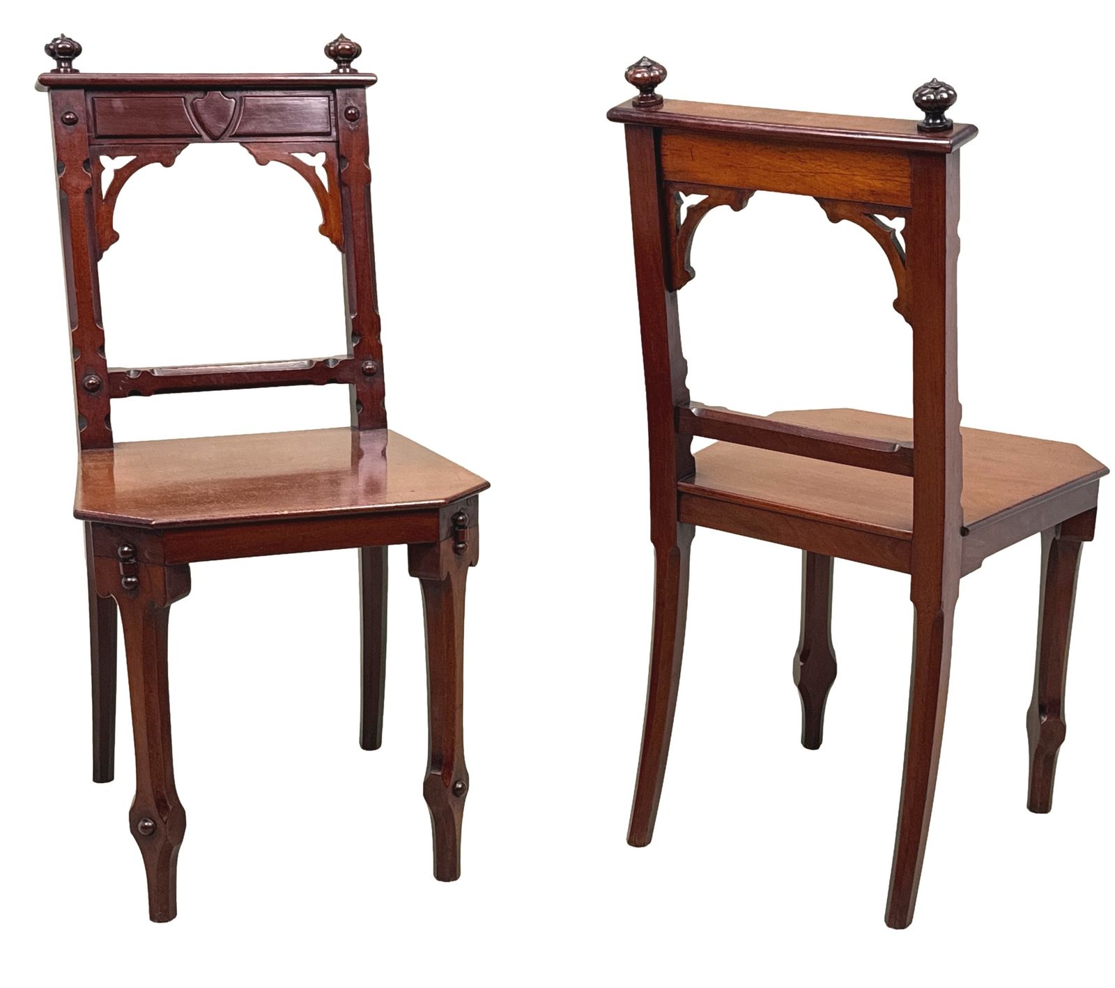 Pair Of Aesthetic Design Victorian Mahogany Hall Chairs (England, Circa 1880) photo furniture