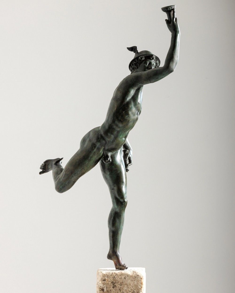 After Giambologna   Large Grand Tour Bronze Of Mercury On Carved Stone Column photo vinterior