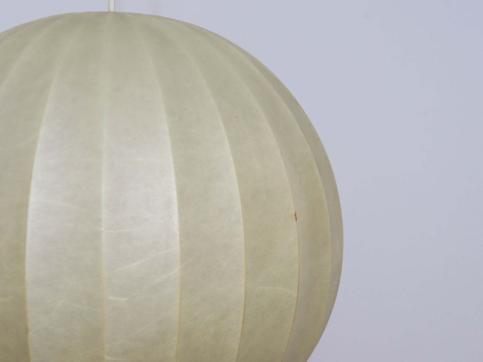 photo furniture 1970s Italian Cocoon Globe Pendant Lamp With Teak Details