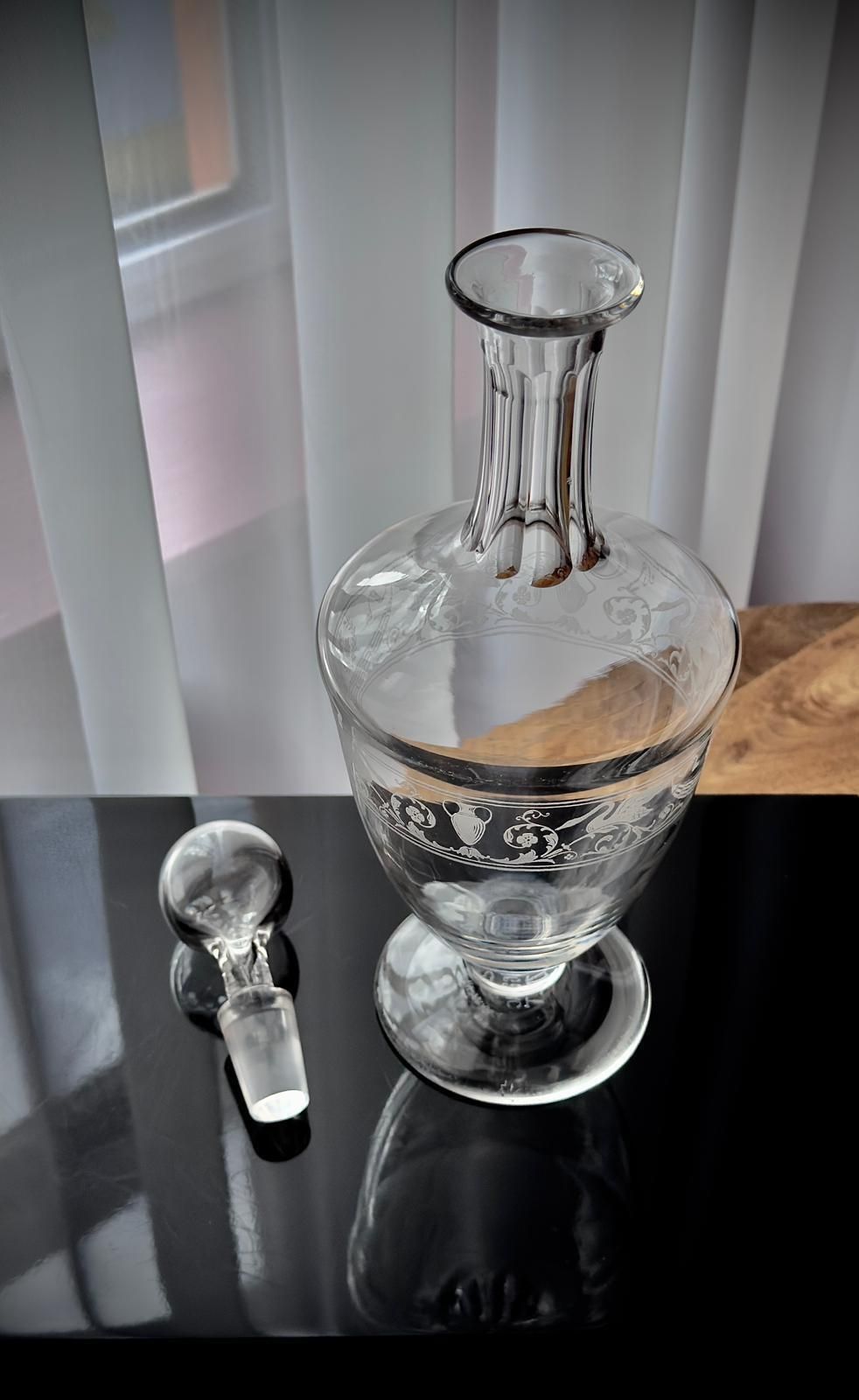 French Baccarat Cognac Decanter With Swan Engraving, 1920s photo buy