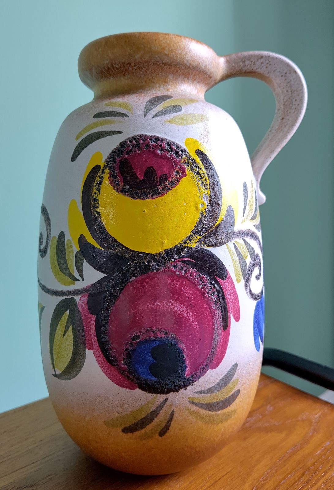 Scheurich 484‑27 Mid‑Century Vase With Colourful Fat‑Lava Glaze (27 Cm)