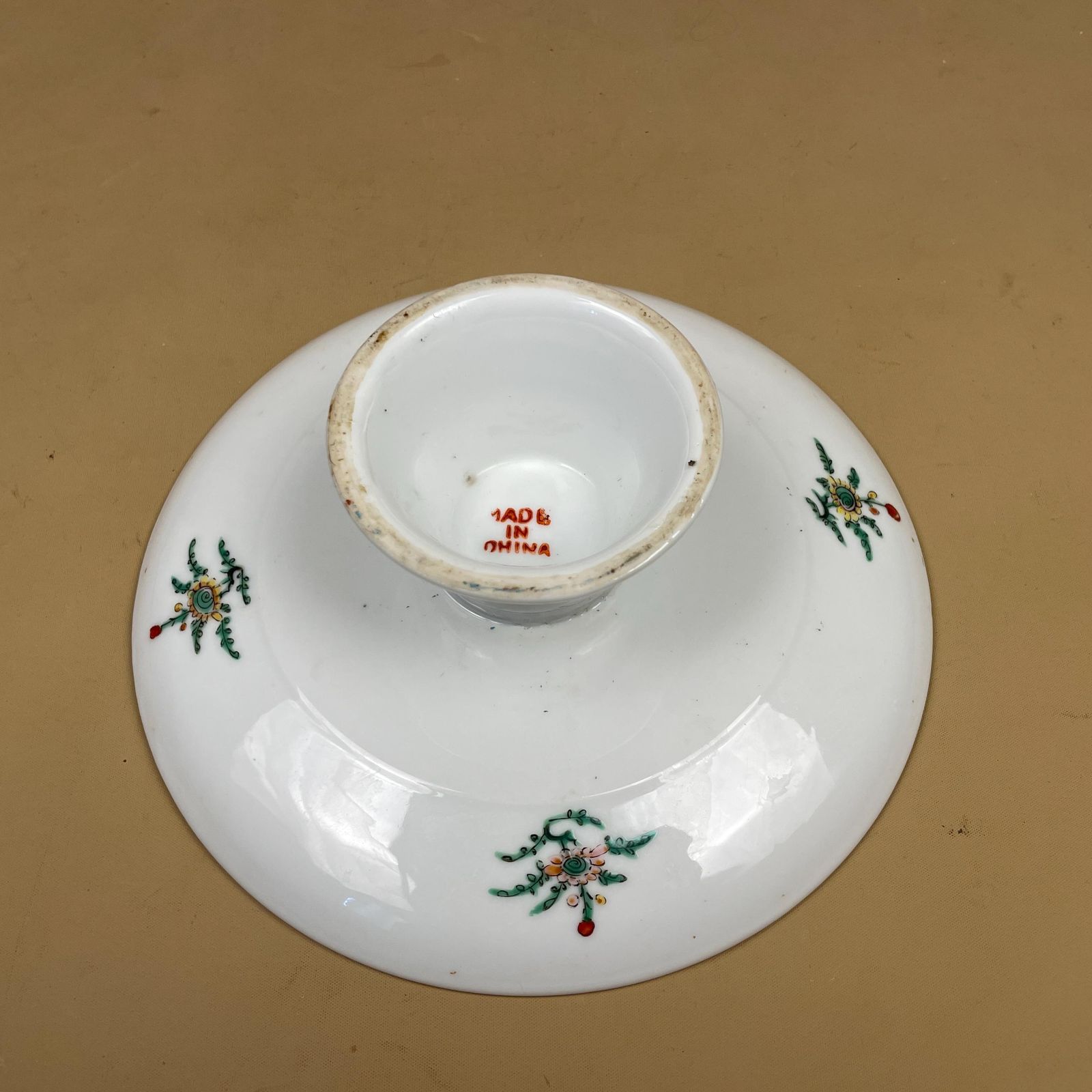Home Decor Antique Oriental Ceramic Hand Painted Pedestal Bowl On A Stand Plate Chinese Decorative Asian Round Porcelain 22cm Dish Display Dragon photo