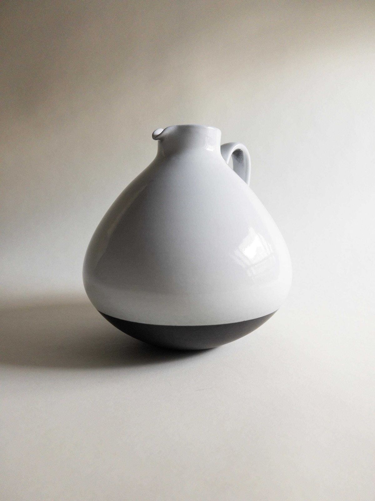 photo for sale Swiss Studio Pottery Vase: Minimal White Ceramic With Handle