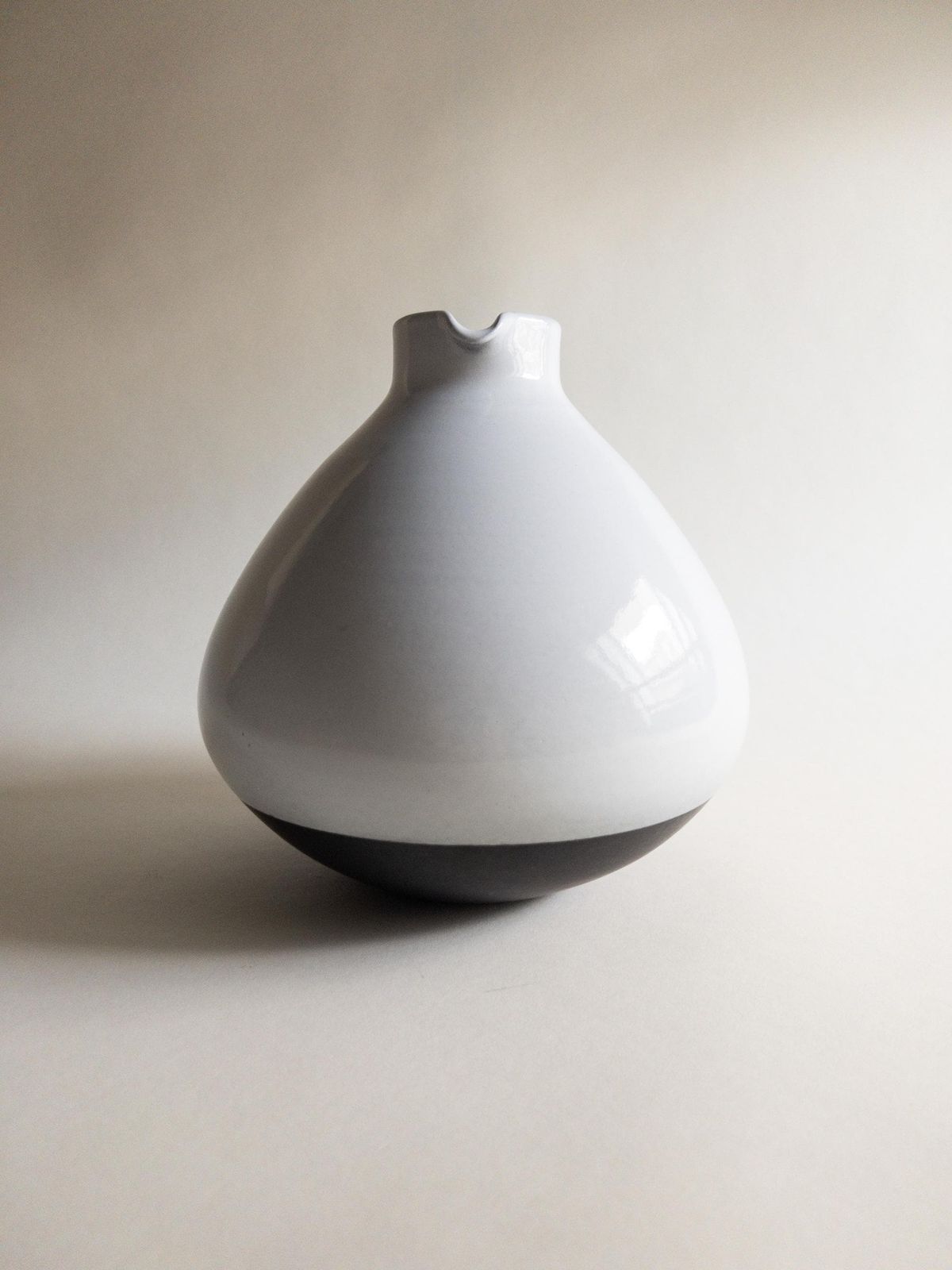 Home Decor Swiss Studio Pottery Vase: Minimal White Ceramic With Handle photo