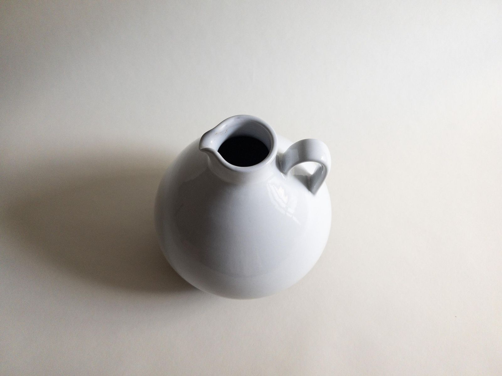 81.0 Swiss Studio Pottery Vase: Minimal White Ceramic With Handle photo