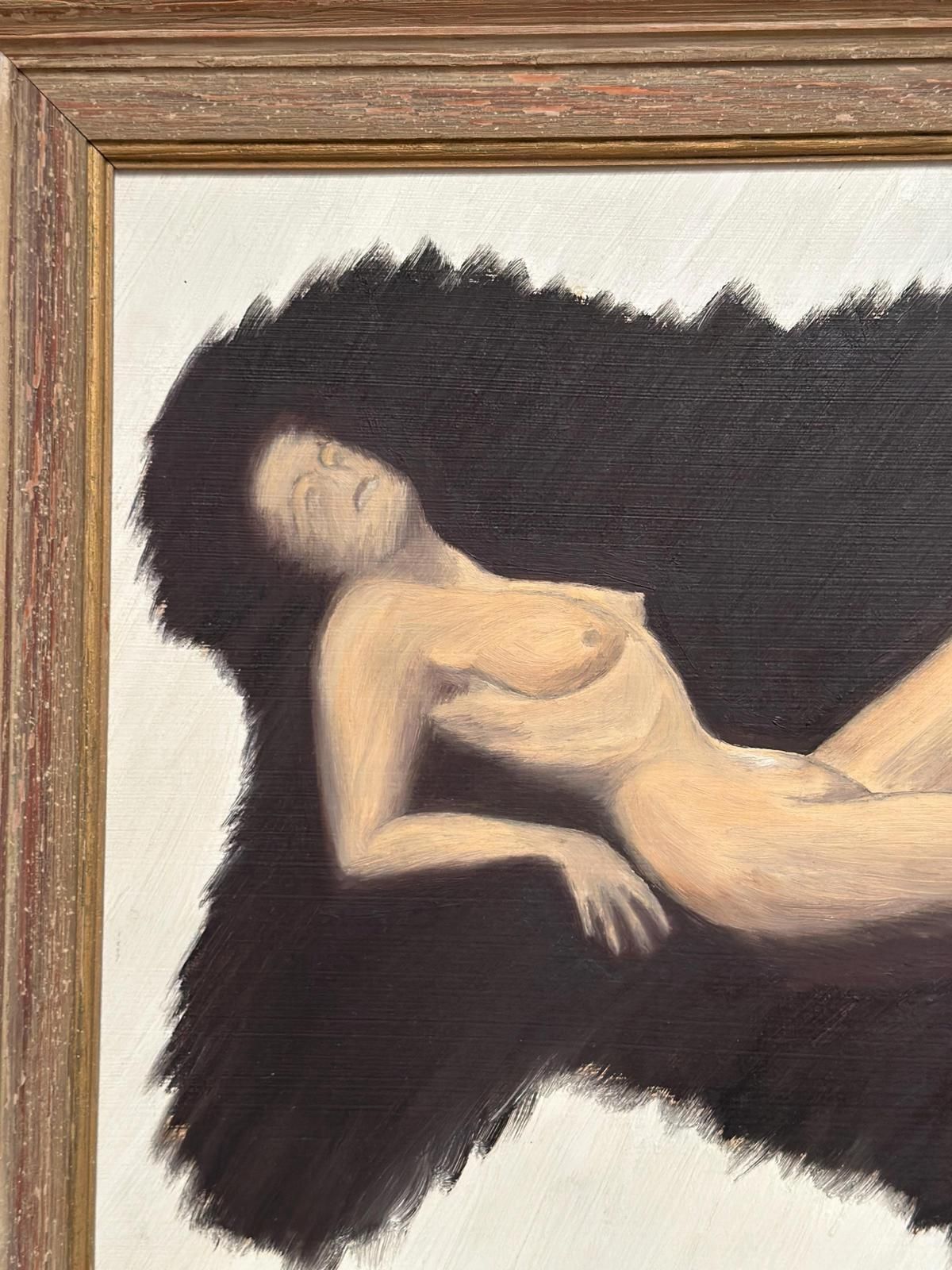 Original Swedish Oil On Panel – “Model In The Dark” By T. Vill– Dated 1951 – Vintage & Framed – 44.5 × 36 Cm (17.5" × 14.2") photo vintage