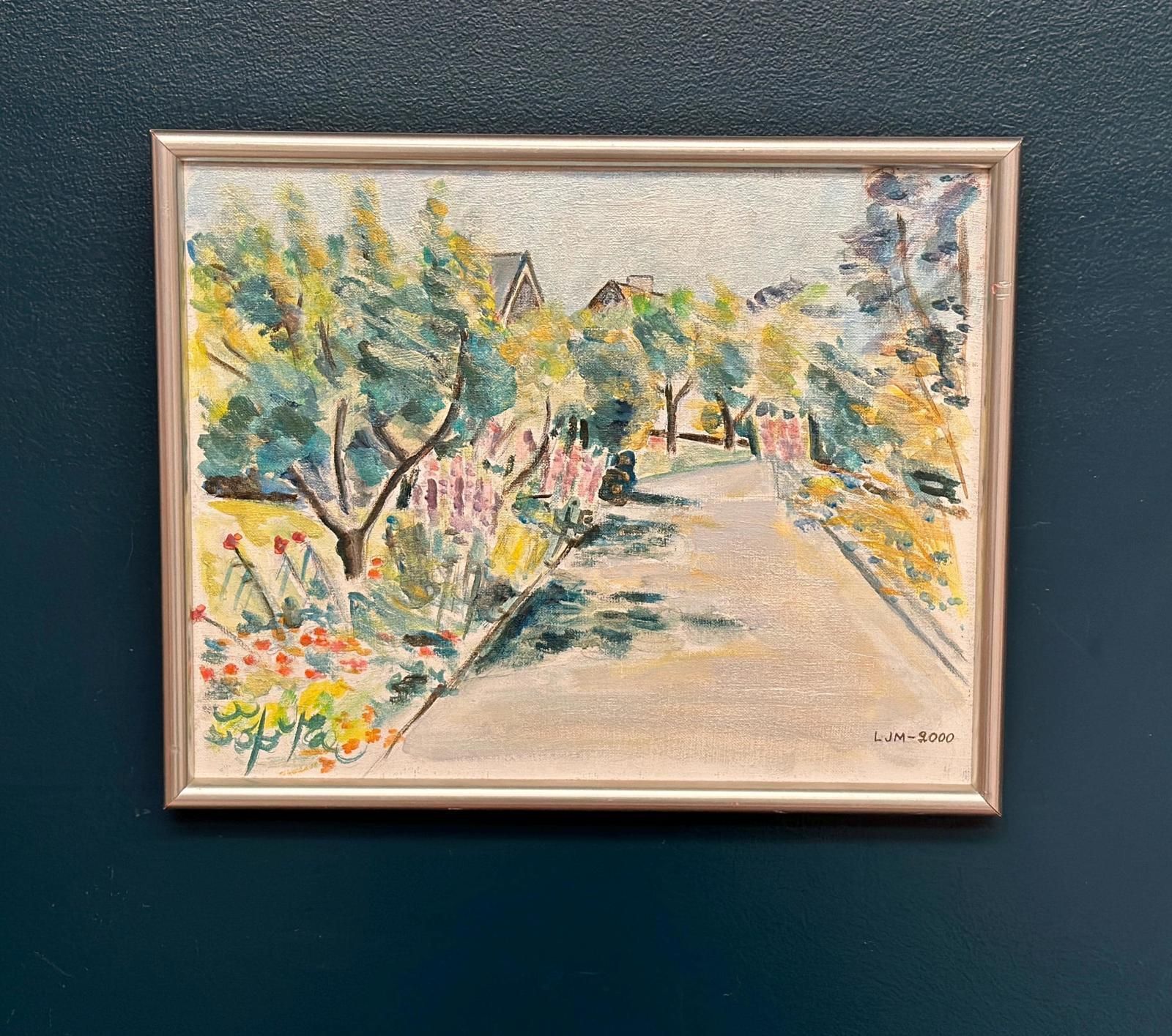 Original Swedish Oil On Canvas – “Landscape” By Lena Jenny Malmajo – Dated 2000 – Vintage & Framed – 46 × 37 Cm (18.1" × 14.6") photo vintage