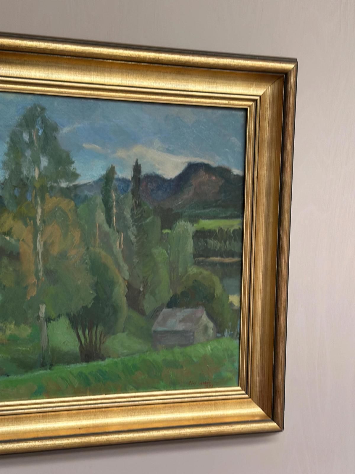 Original Swedish Oil On Panel – “Lush Landscape” By Olof Larsson – Vintage & Framed – 78 × 61 Cm (30.7" × 24") photo Art