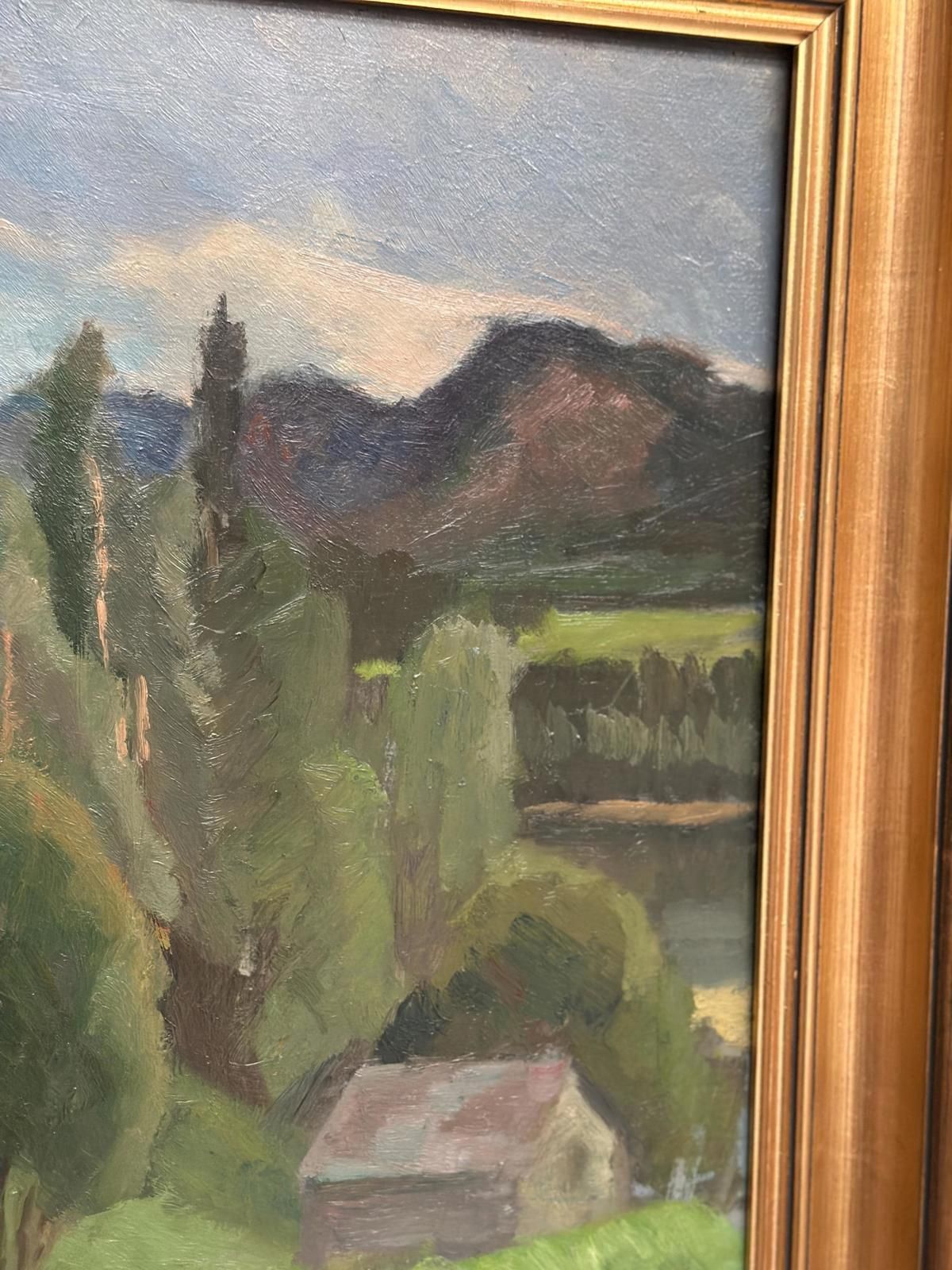 Original Swedish Oil On Panel – “Lush Landscape” By Olof Larsson – Vintage & Framed – 78 × 61 Cm (30.7" × 24") photo vintage