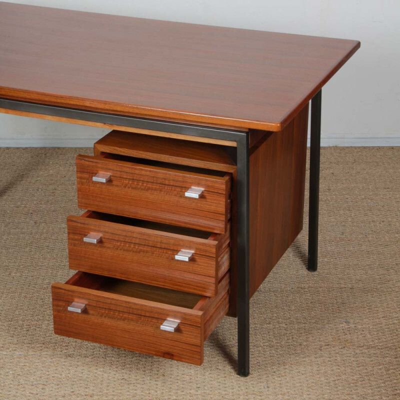 Vintage Wooden And Metal Desk Dating From The 1960s photo vinterior