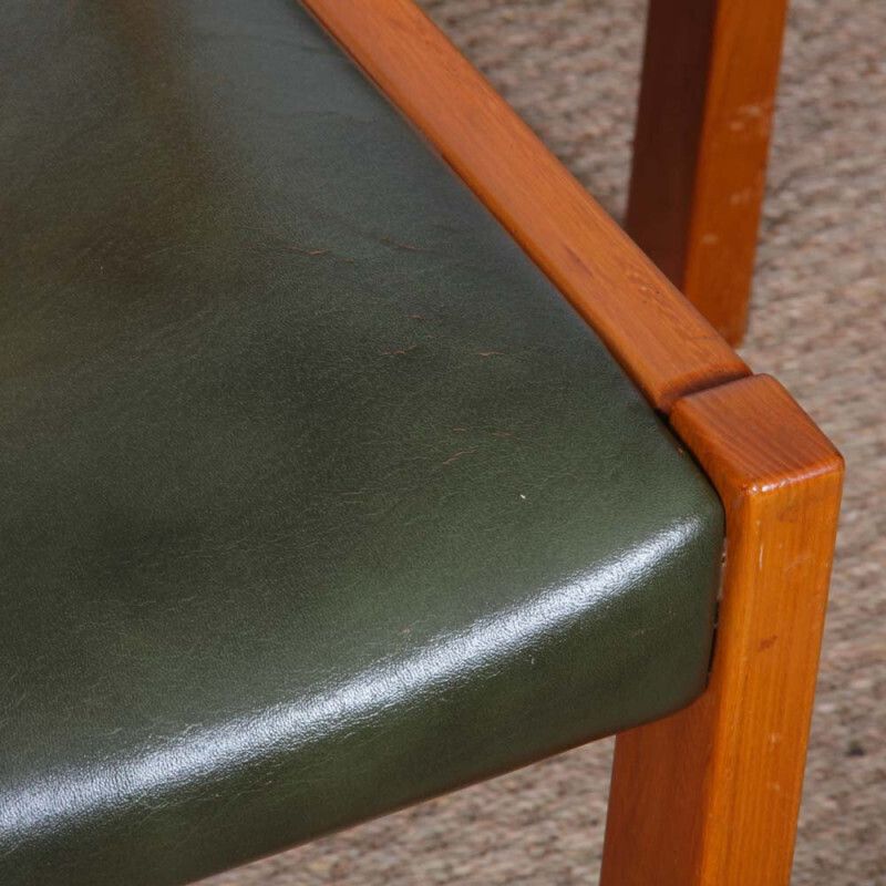 Set Of 6 Chairs In Solid Elm And Leather By Self, 1980 photo vinterior