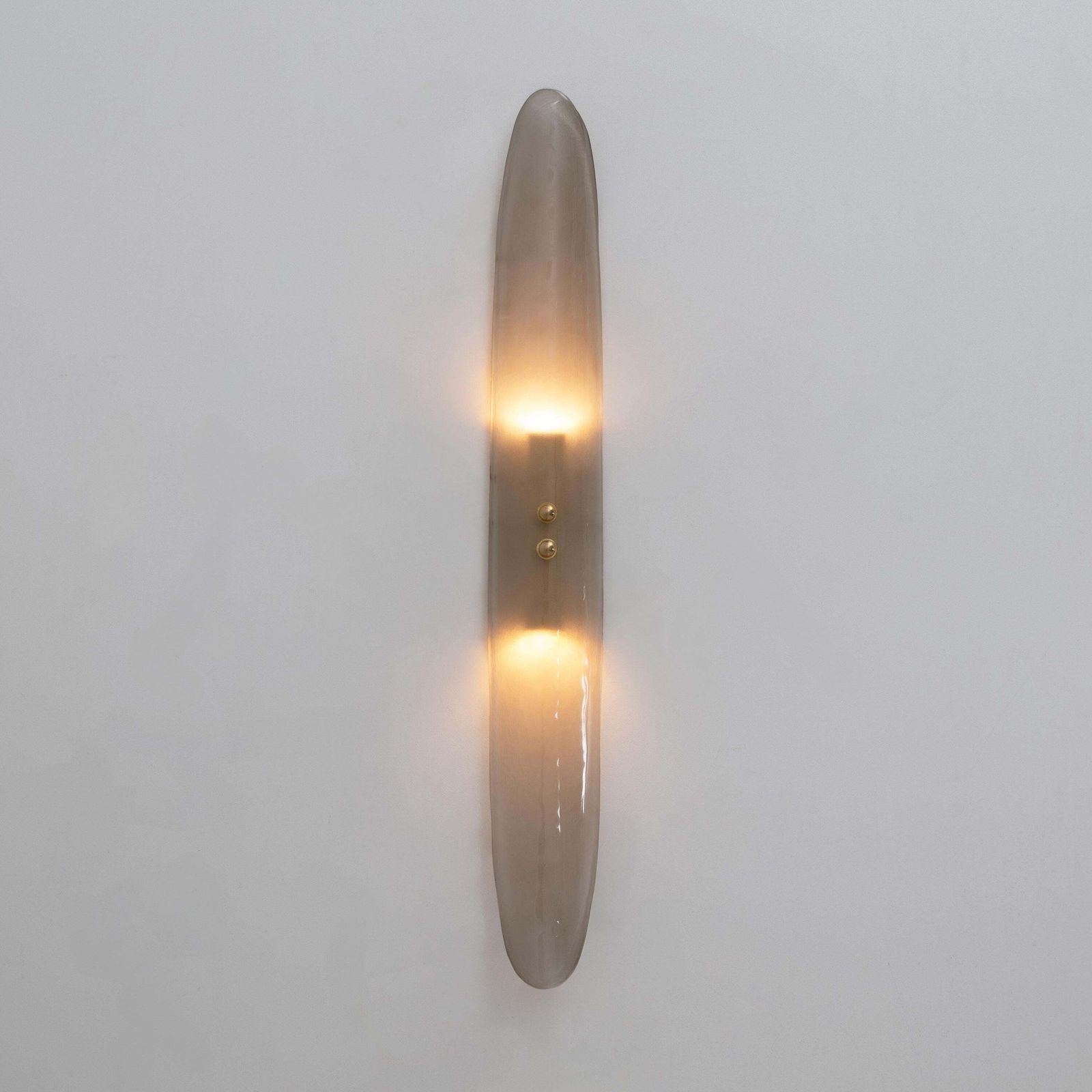 Pair Of Fontana Arte Style Mid Century Modern Smoke Murano Glass Sconces photo 1770.0