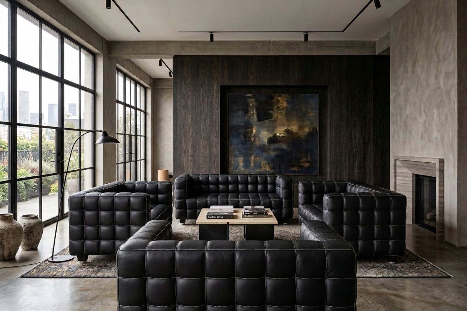 Kubus Sofas, Two Seater By Josef Hoffmann For Wittmann, 1980s, Set Of 4