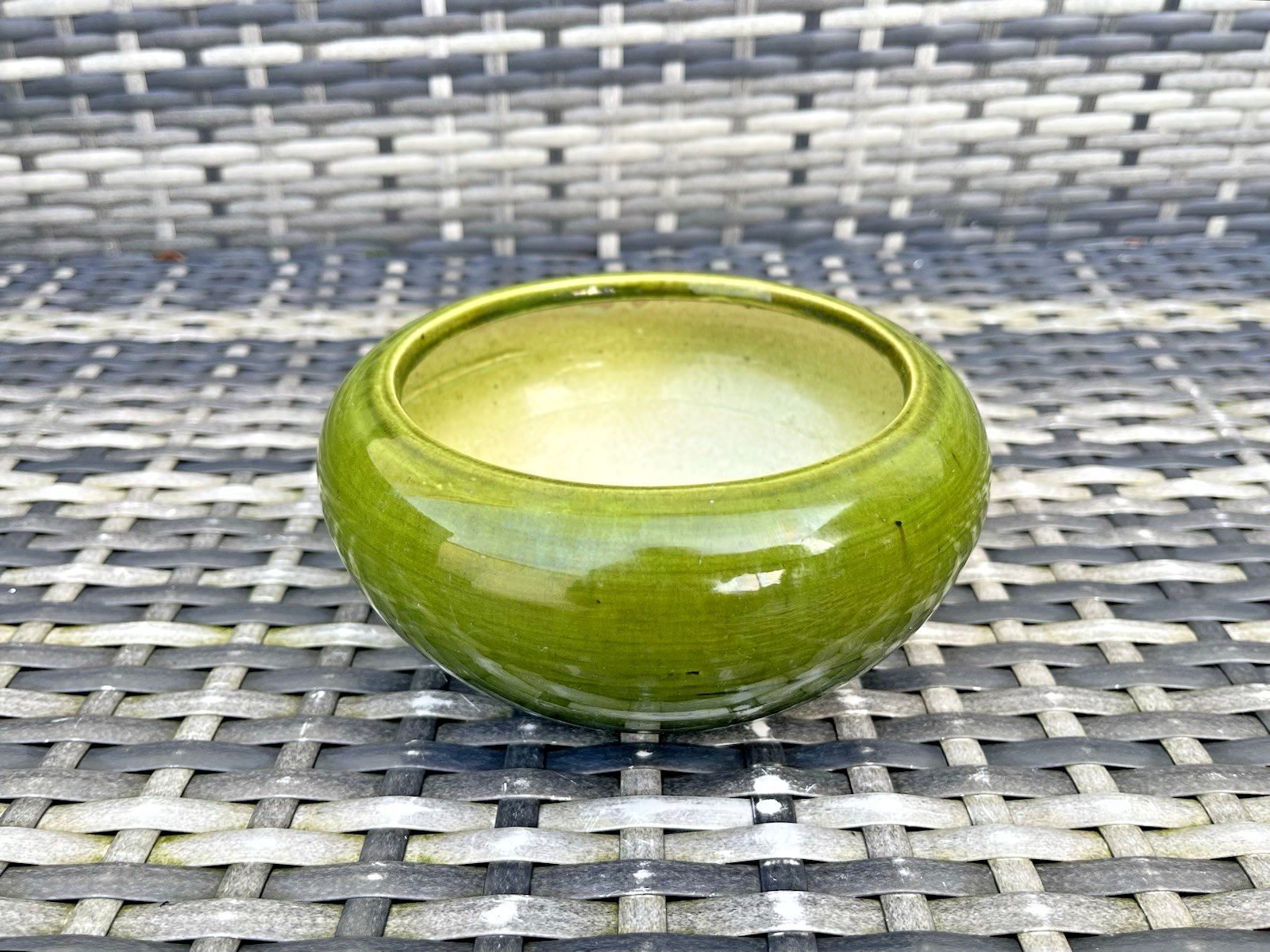 Small Antique Art Nouveau Green Bretby Pottery Squat Vase Planter Plant Pot 1644 photo 65.0