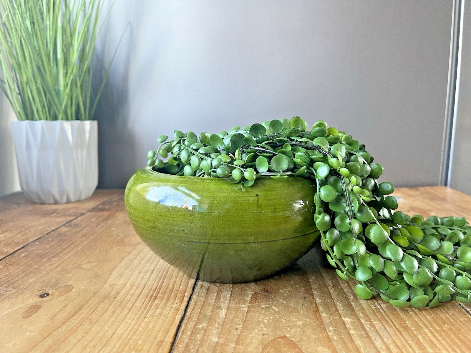 Garden Decor Small Antique Art Nouveau Green Bretby Pottery Squat Vase Planter Plant Pot 1644 photo