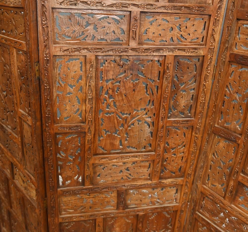 Indian Carved Hardwood Room Screen Mughal Revival Anglo Indian Style photo Home Decor