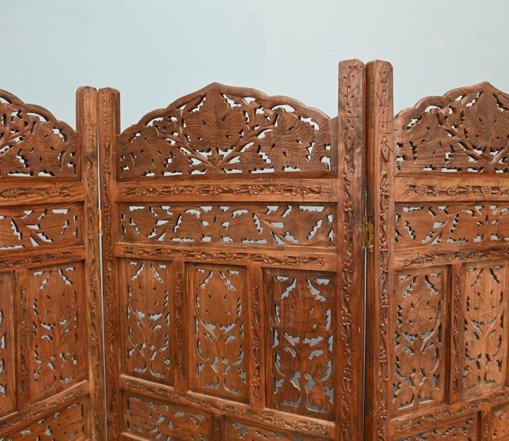 Indian Carved Hardwood Room Screen Mughal Revival Anglo Indian Style photo buy