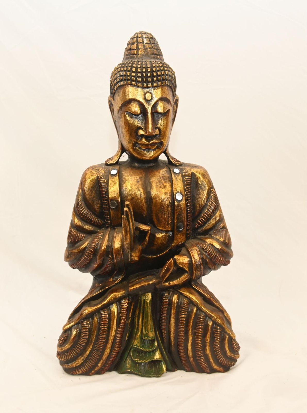 Seated Tibetan Buddha Statue   Carved Buddhist Art