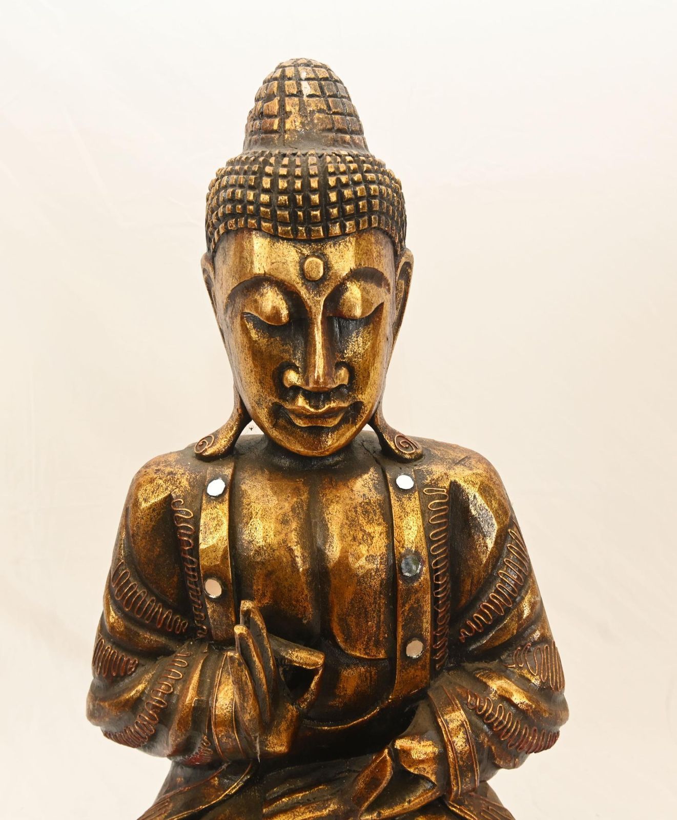 Seated Tibetan Buddha Statue   Carved Buddhist Art photo Art