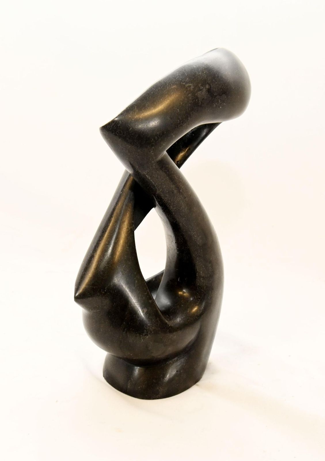 Black Marble Abstract Art Sculpture Modernist Carved Figurine photo for sale