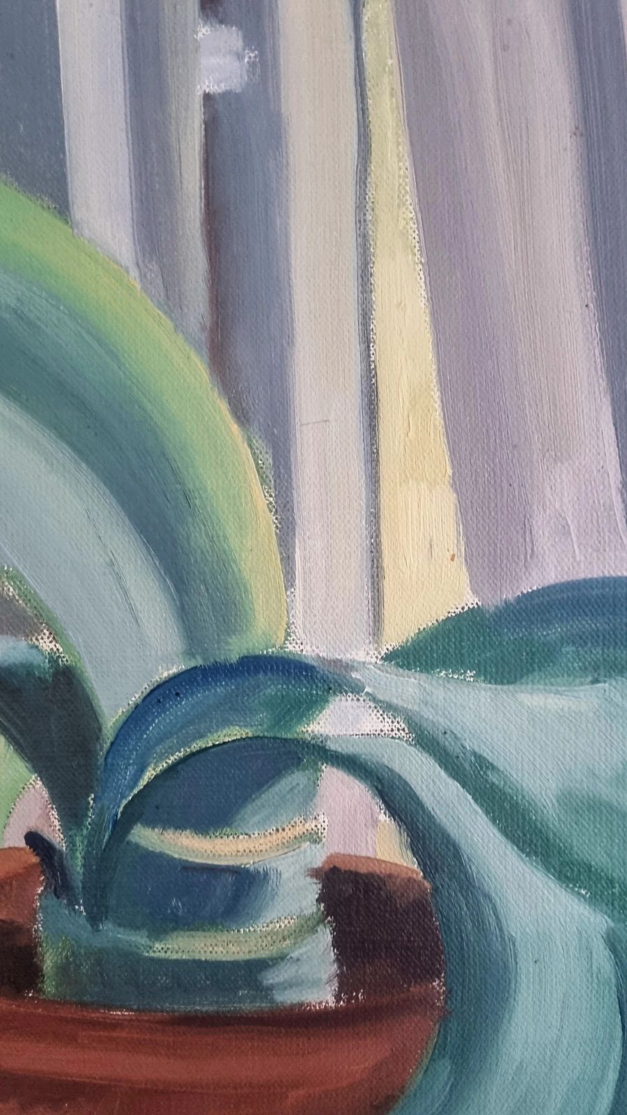 Original Framed Vintage Mid Century Swedish Still Life Plant Pot By The Window By Gunnar Zilo photo vinterior
